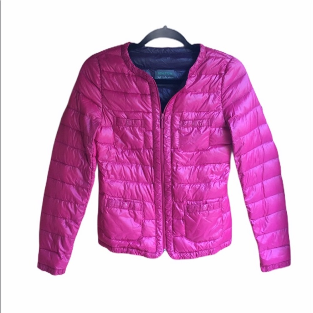 Benetton fuchsia lightweight down jacket